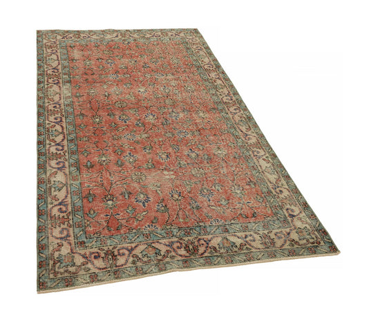 4x7 Red Turkish Vintage Area Rug - 45780