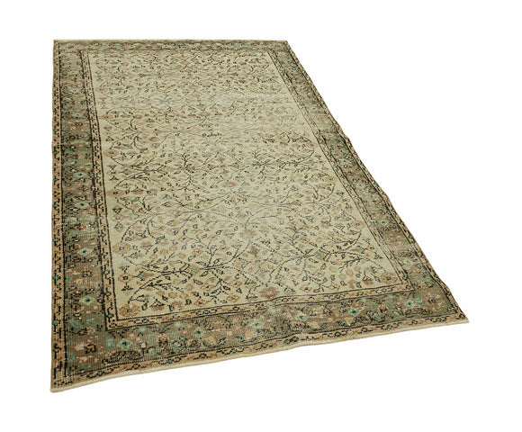 4x7 Beige Turkish Vintage Area Rug - 45781