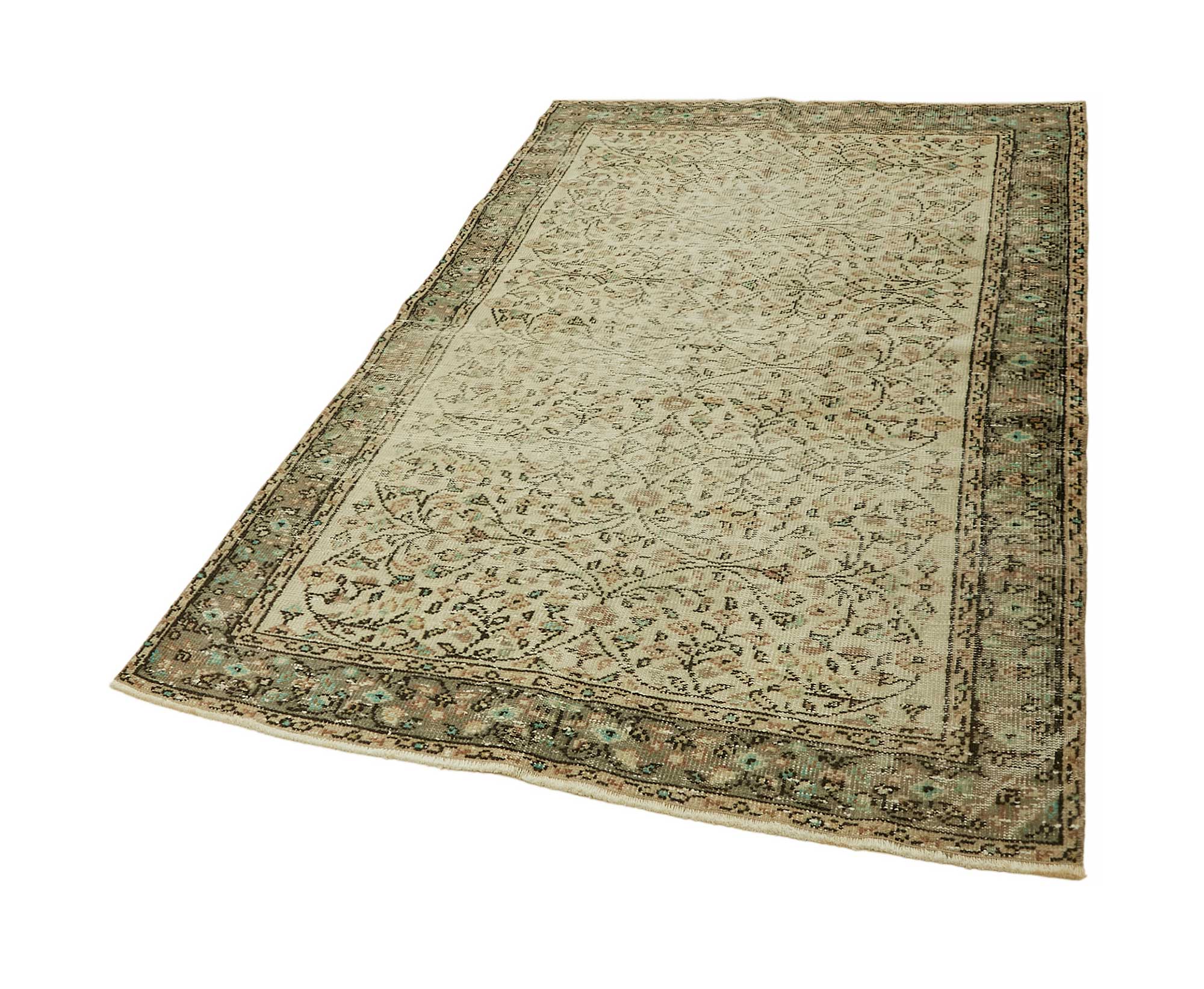 4x7 Beige Turkish Vintage Area Rug - 45781