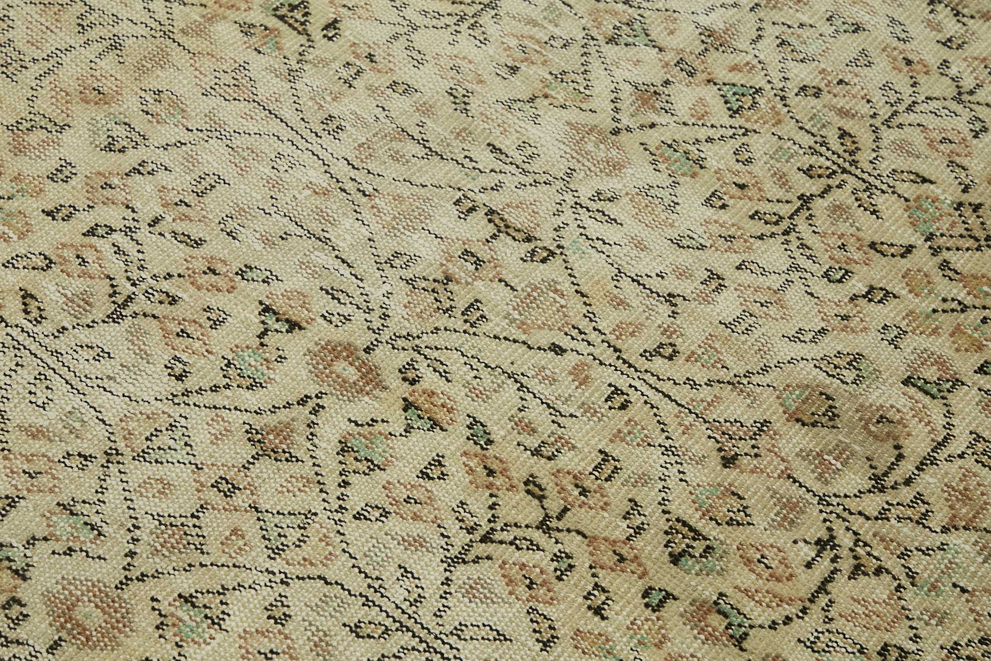4x7 Beige Turkish Vintage Area Rug - 45781