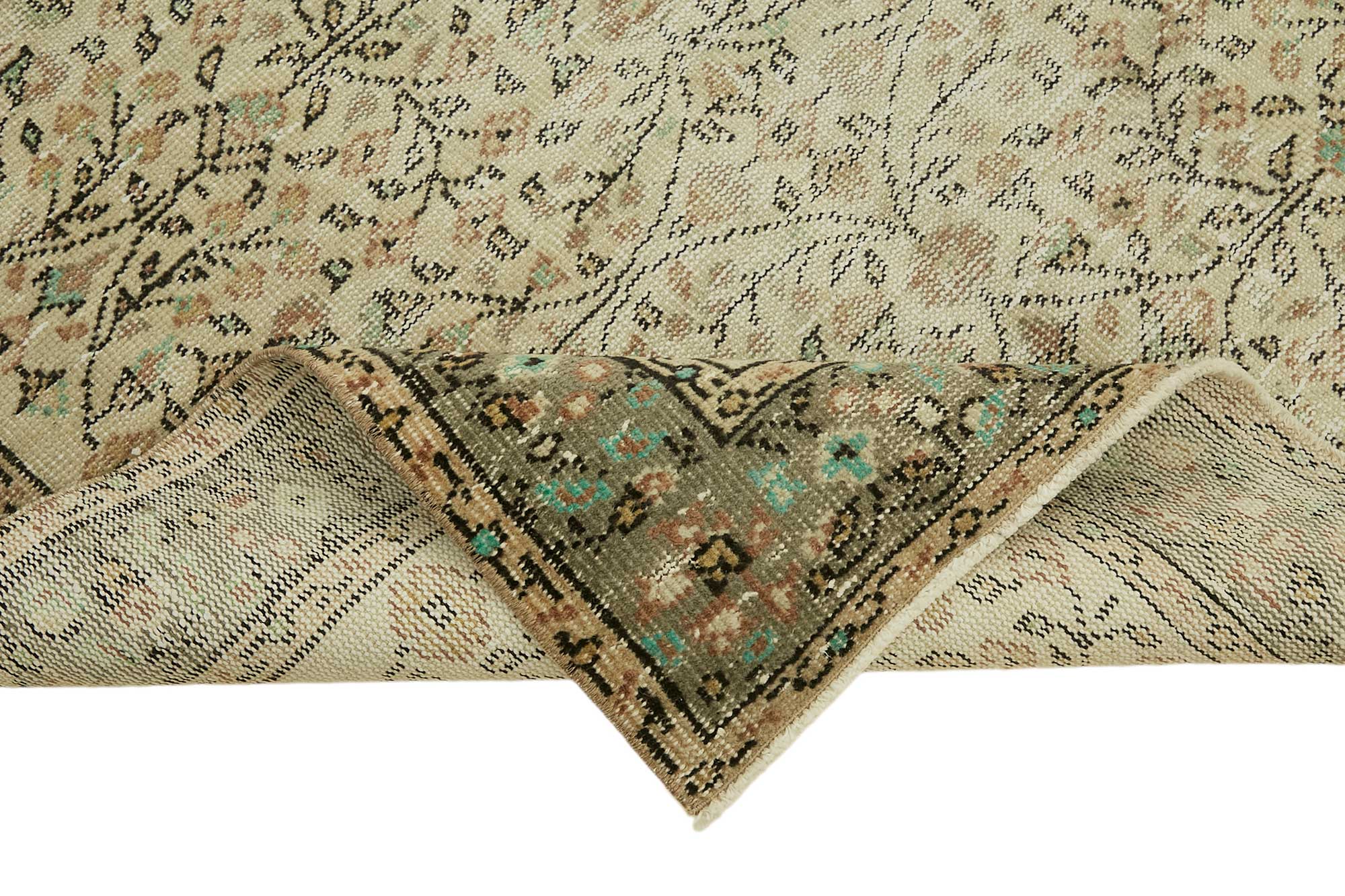 4x7 Beige Turkish Vintage Area Rug - 45781