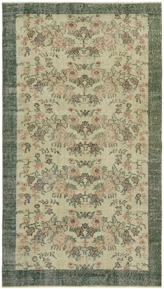 4x6 Beige Turkish Vintage Area Rug - 45782