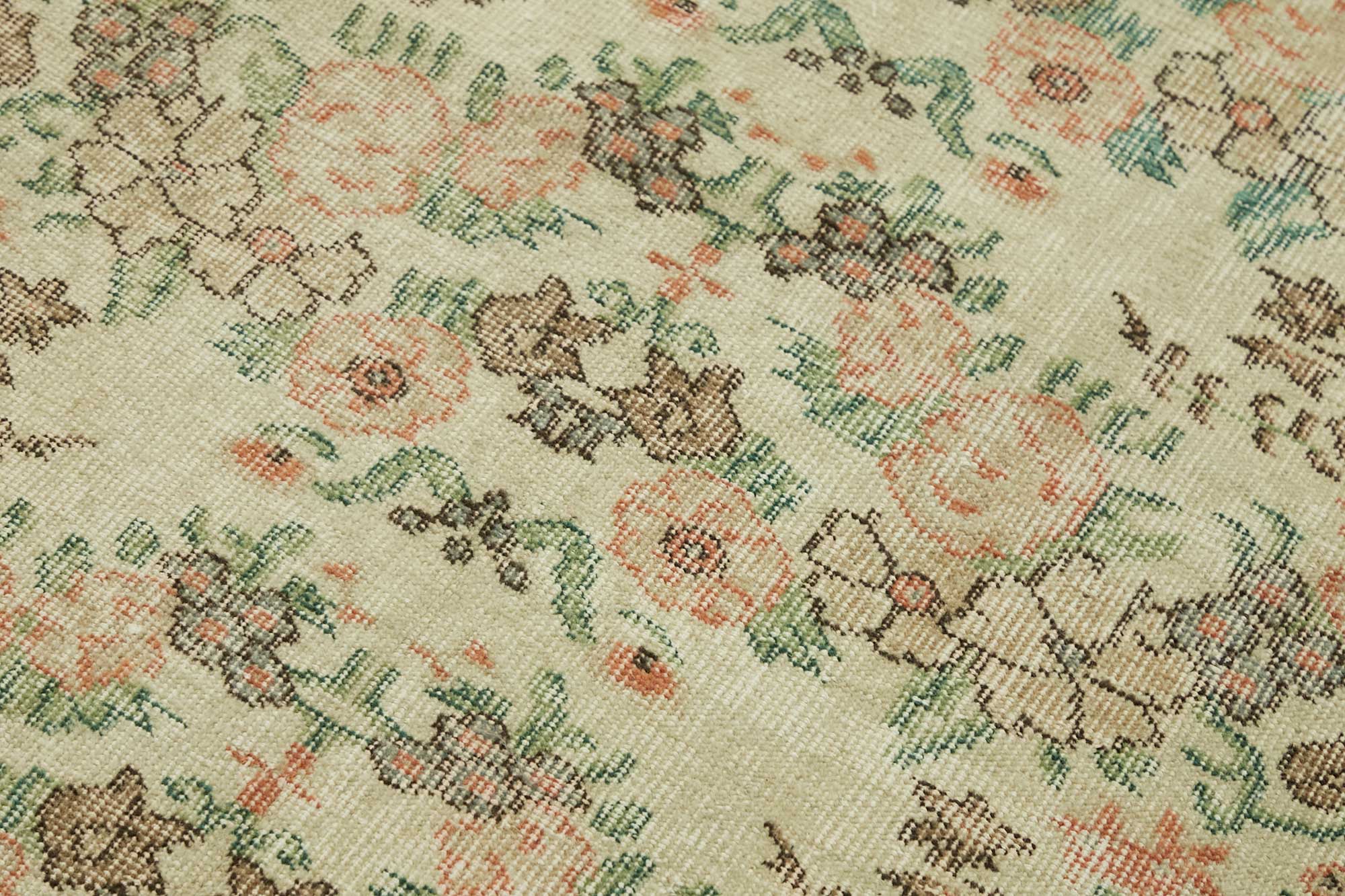 4x6 Beige Turkish Vintage Area Rug - 45782