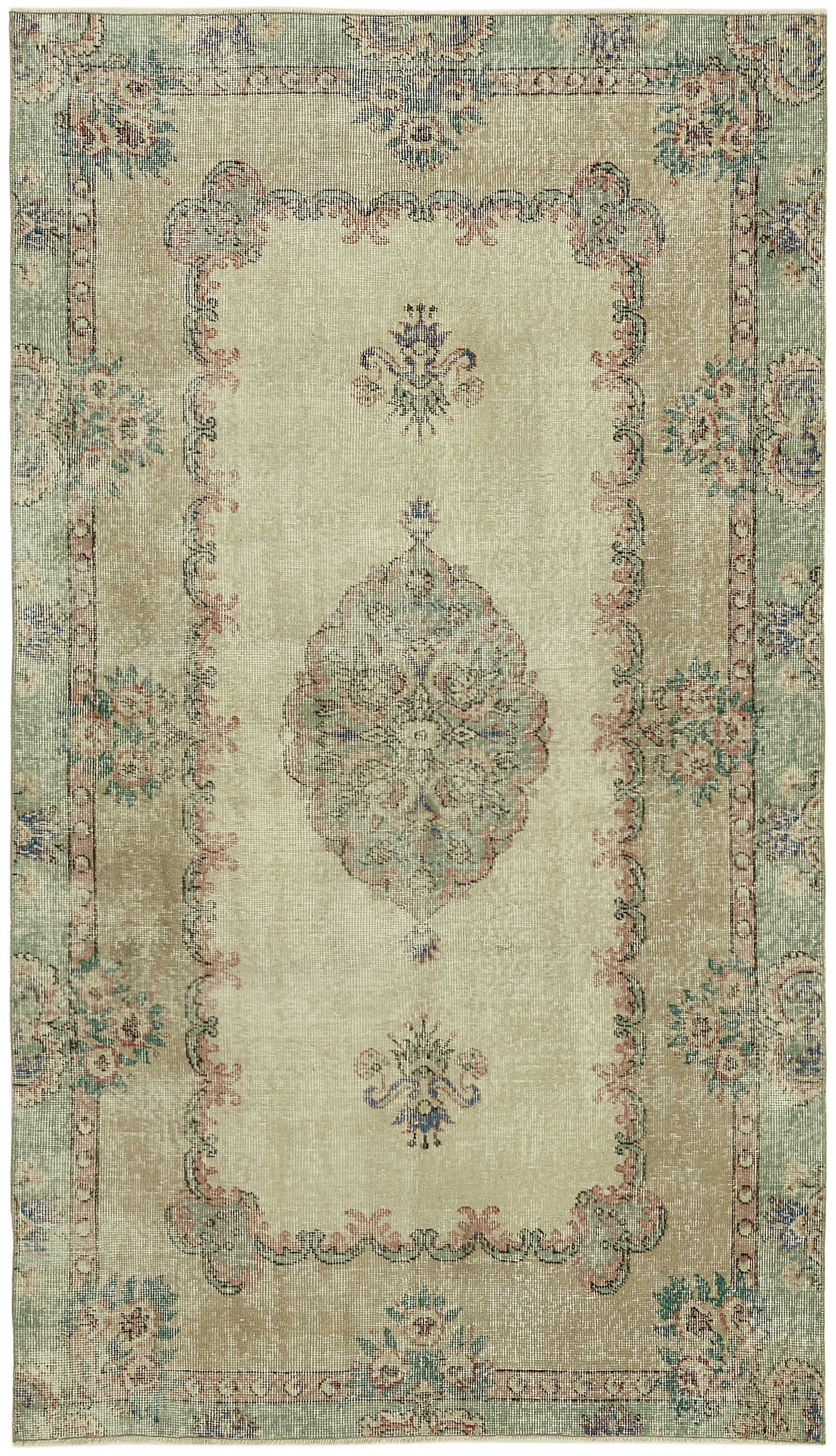 4x7 Beige Turkish Vintage Area Rug - 45783
