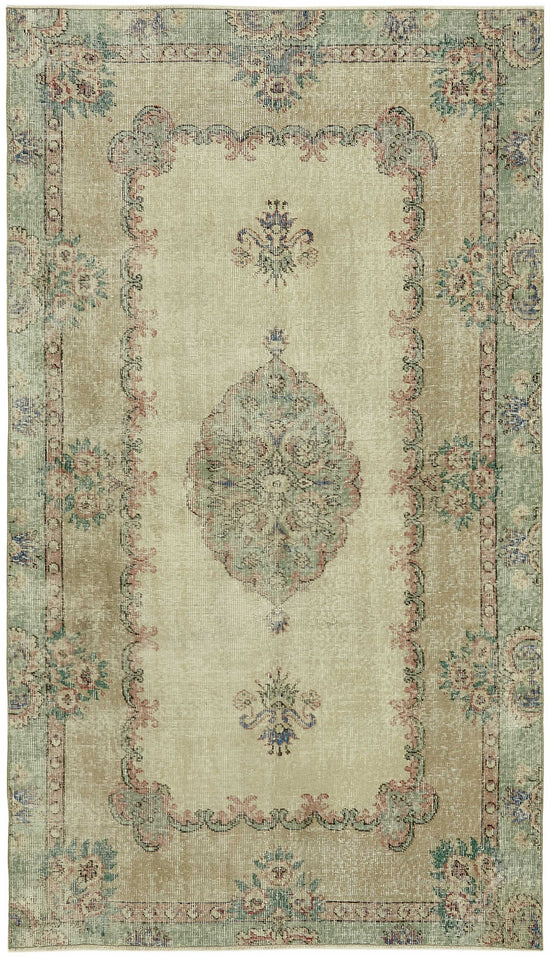 4x7 Beige Turkish Vintage Area Rug - 45783