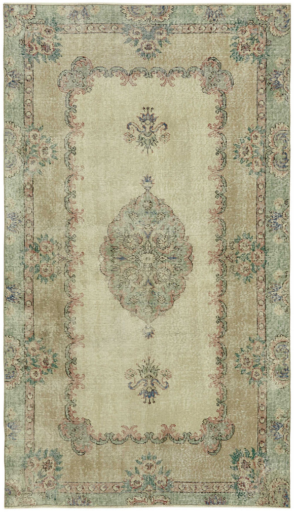 4x7 Beige Turkish Vintage Area Rug - 45783