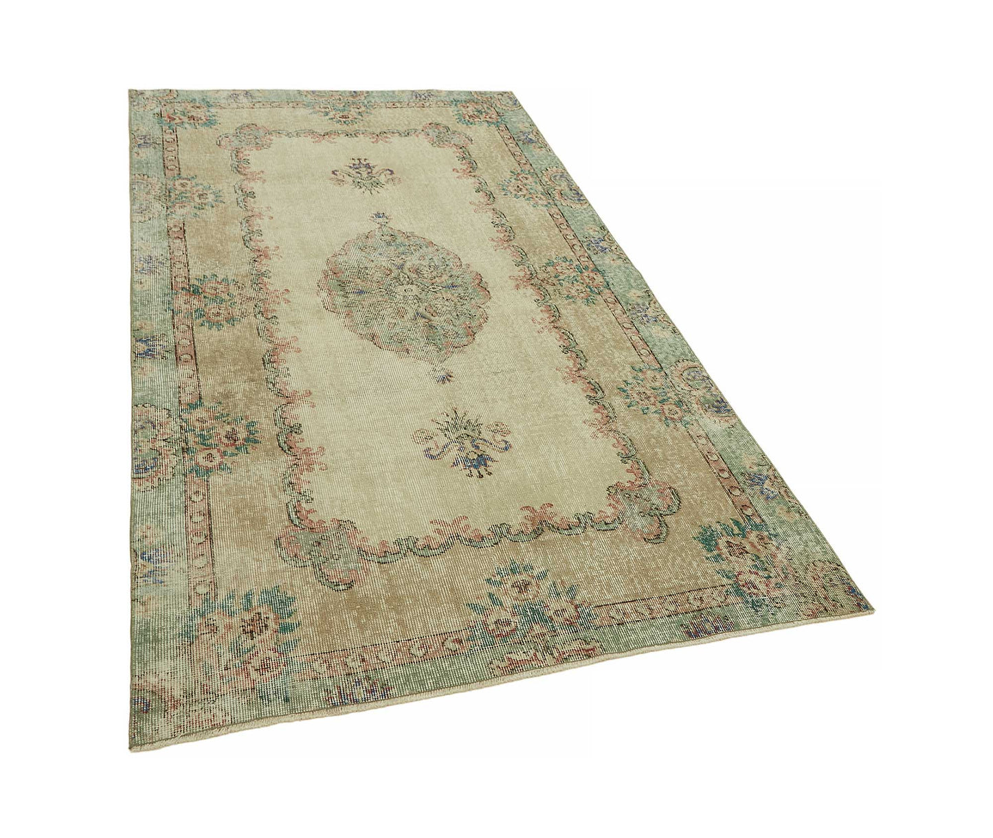 4x7 Beige Turkish Vintage Area Rug - 45783