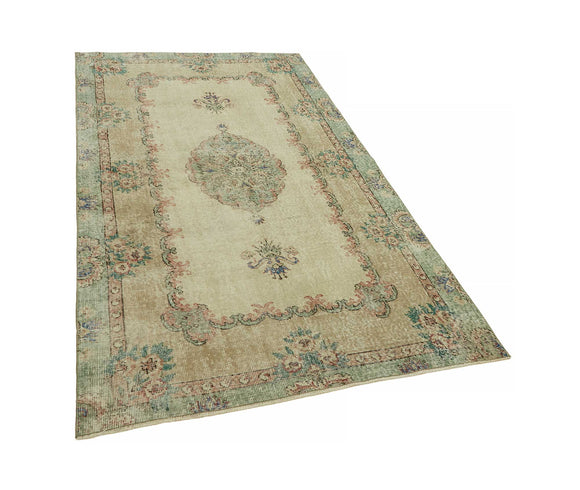 4x7 Beige Turkish Vintage Area Rug - 45783