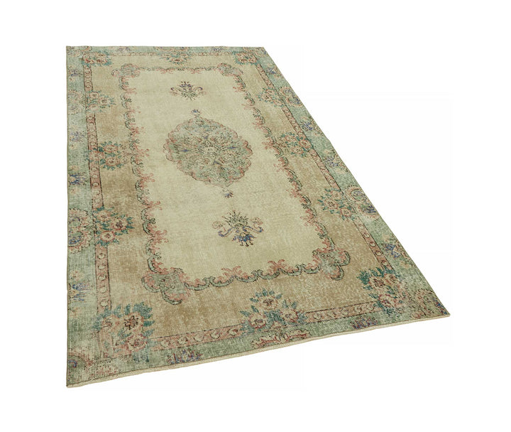 4x7 Beige Turkish Vintage Area Rug - 45783
