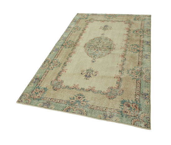 4x7 Beige Turkish Vintage Area Rug - 45783