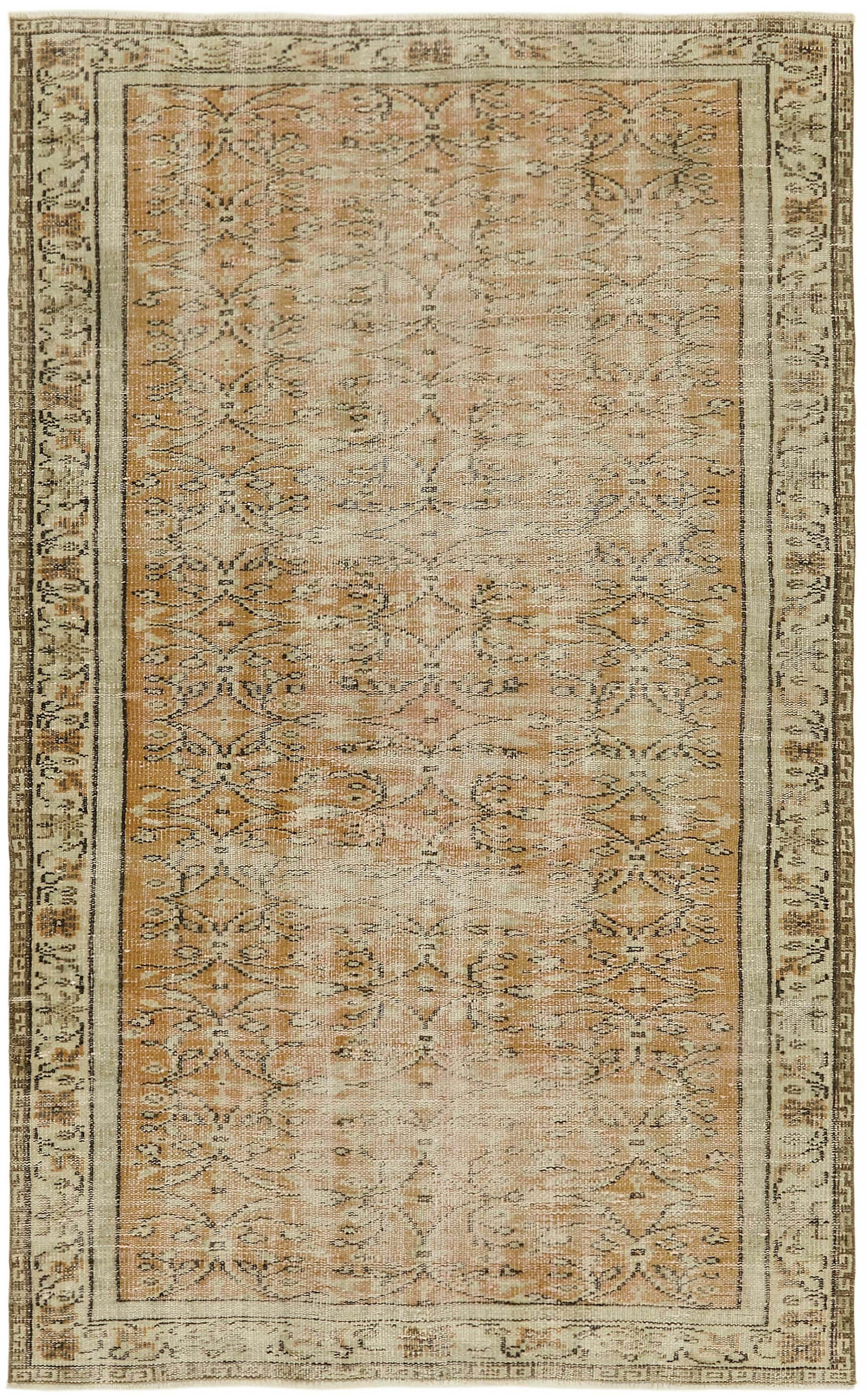 5x7 Beige Turkish Vintage Area Rug - 45786