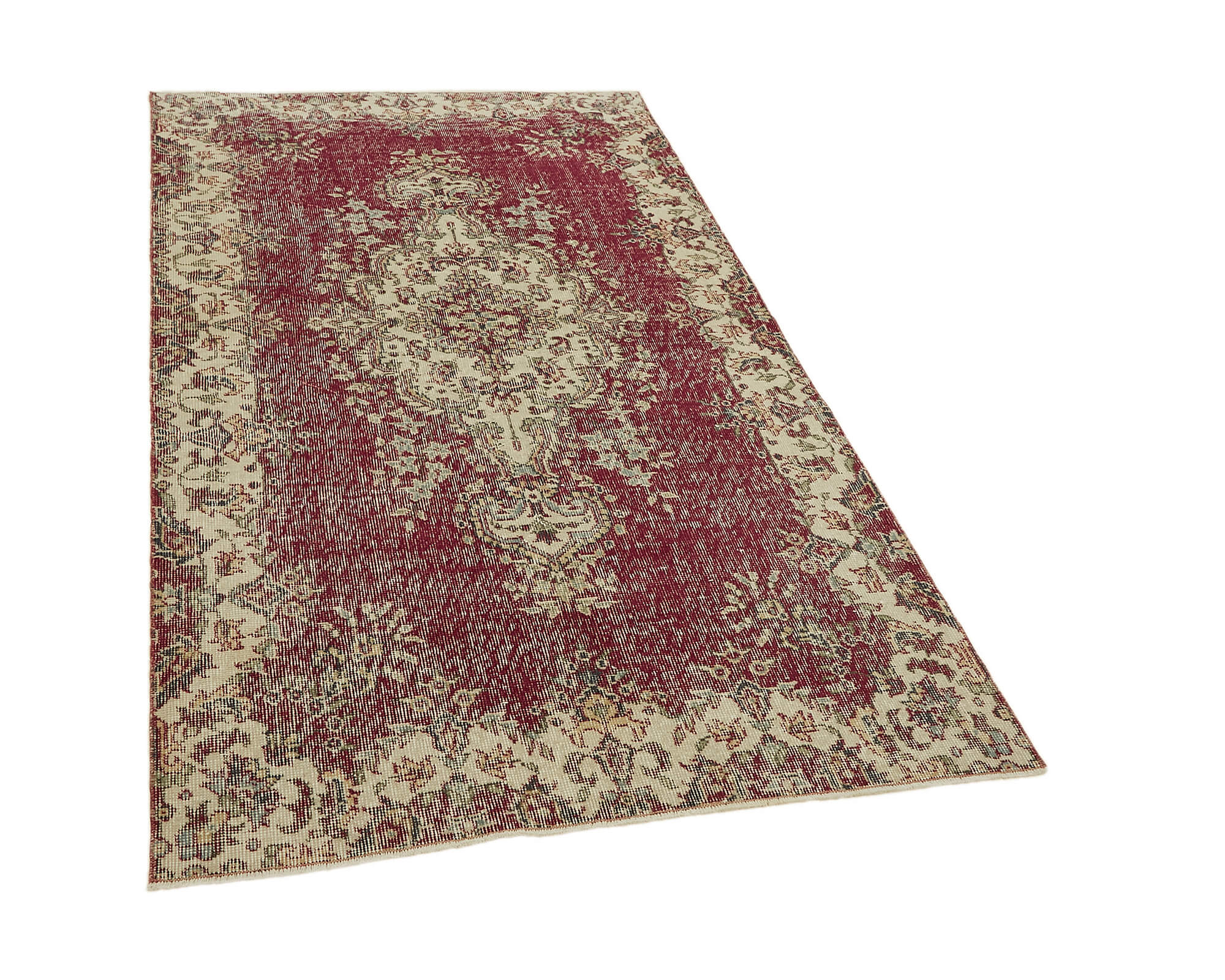 4x7 Red Turkish Vintage Area Rug - 45787