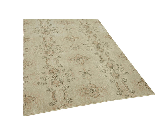 5x6 Beige Turkish Vintage Area Rug - 45789
