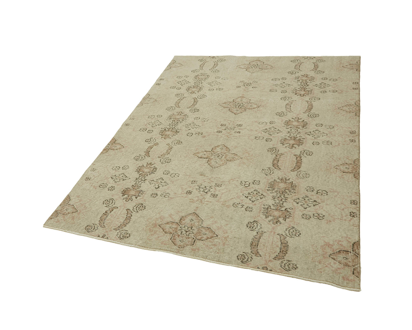 5x6 Beige Turkish Vintage Area Rug - 45789