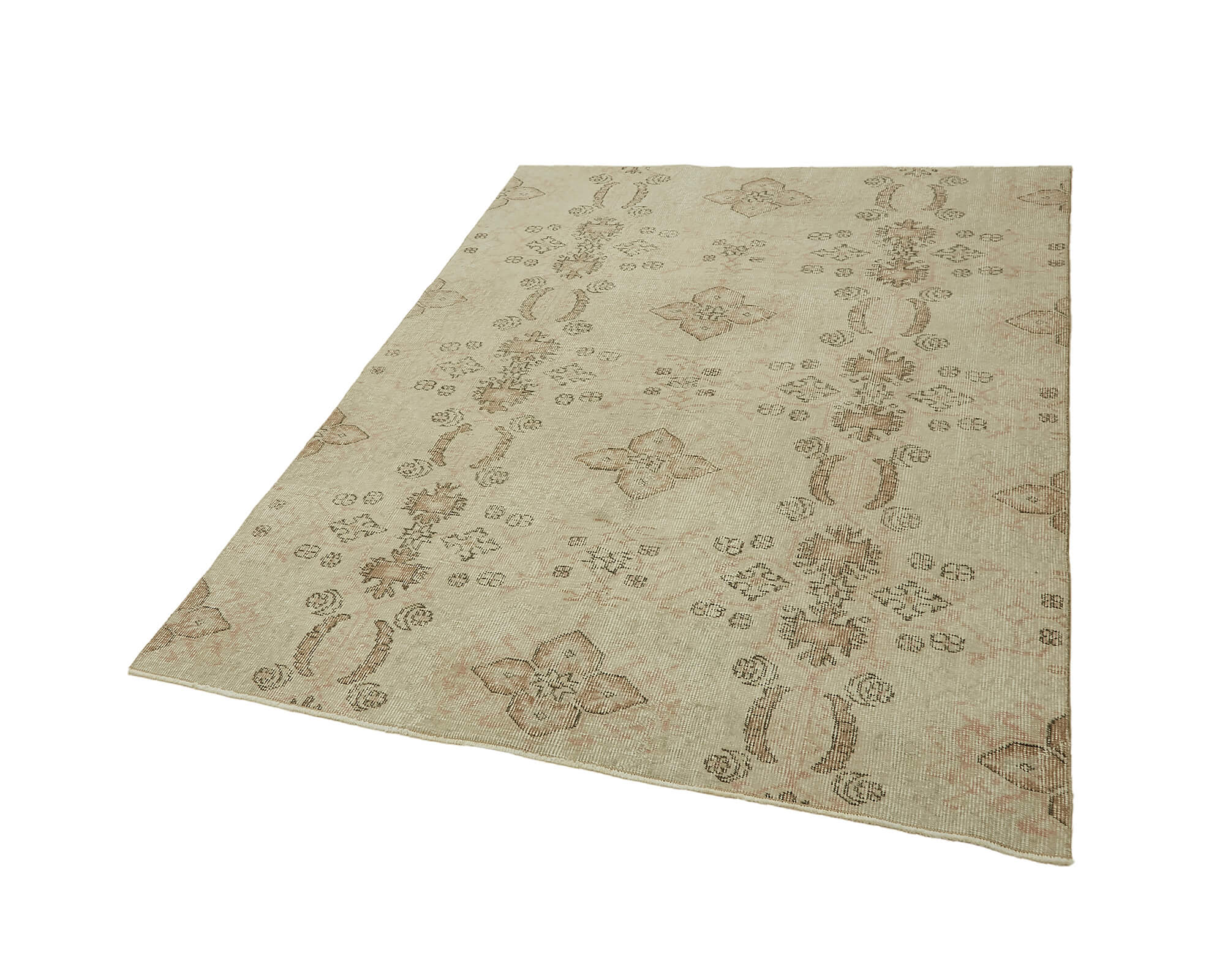 5x6 Beige Turkish Vintage Area Rug - 45789