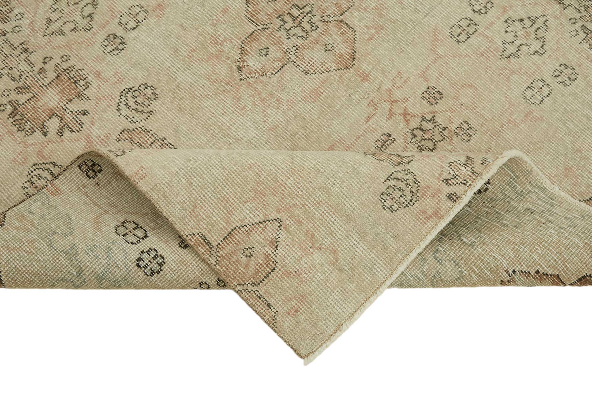 5x6 Beige Turkish Vintage Area Rug - 45789