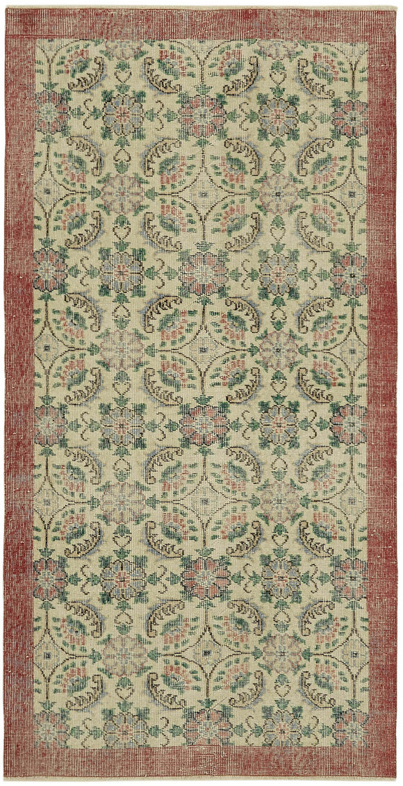 4x7 Beige Turkish Vintage Area Rug - 45794
