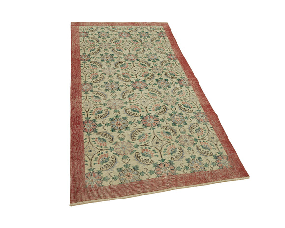 4x7 Beige Turkish Vintage Area Rug - 45794