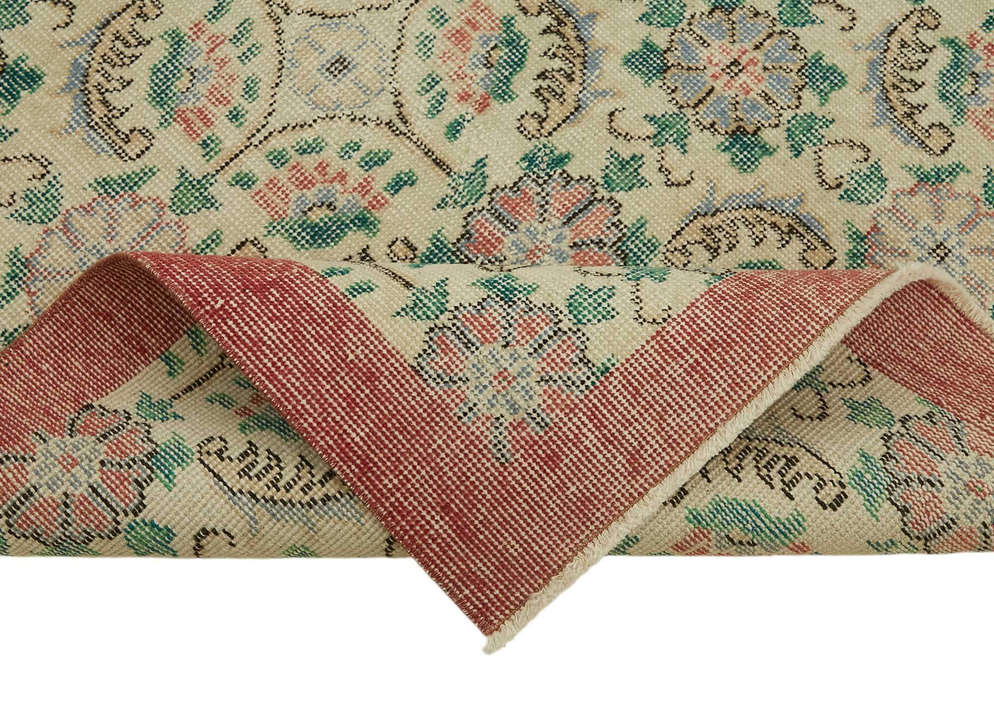 4x7 Beige Turkish Vintage Area Rug - 45794
