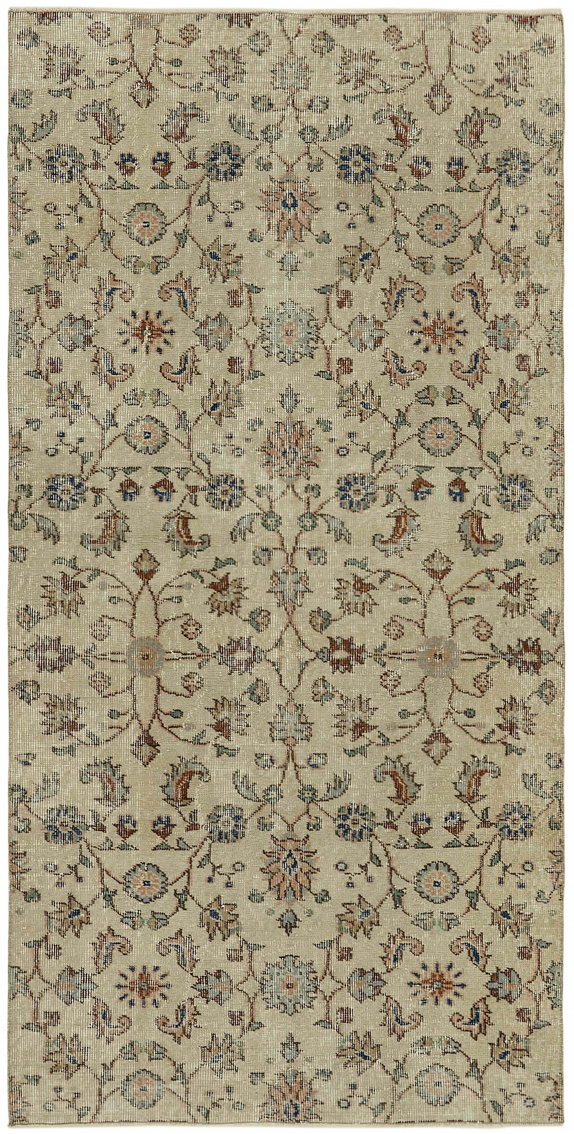 4x7 Beige Turkish Vintage Area Rug - 45796