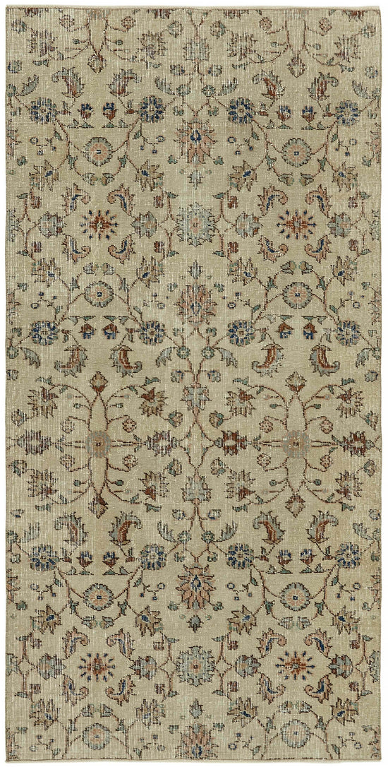4x7 Beige Turkish Vintage Area Rug - 45796