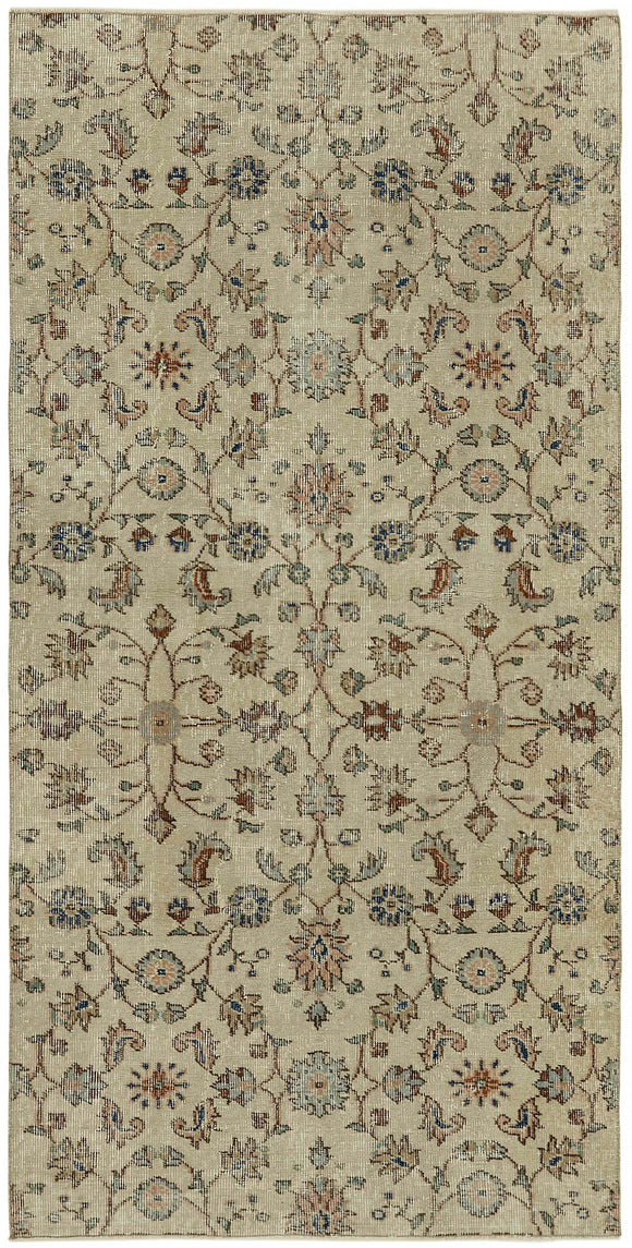 4x7 Beige Turkish Vintage Area Rug - 45796
