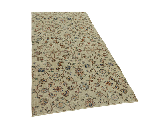 4x7 Beige Turkish Vintage Area Rug - 45796