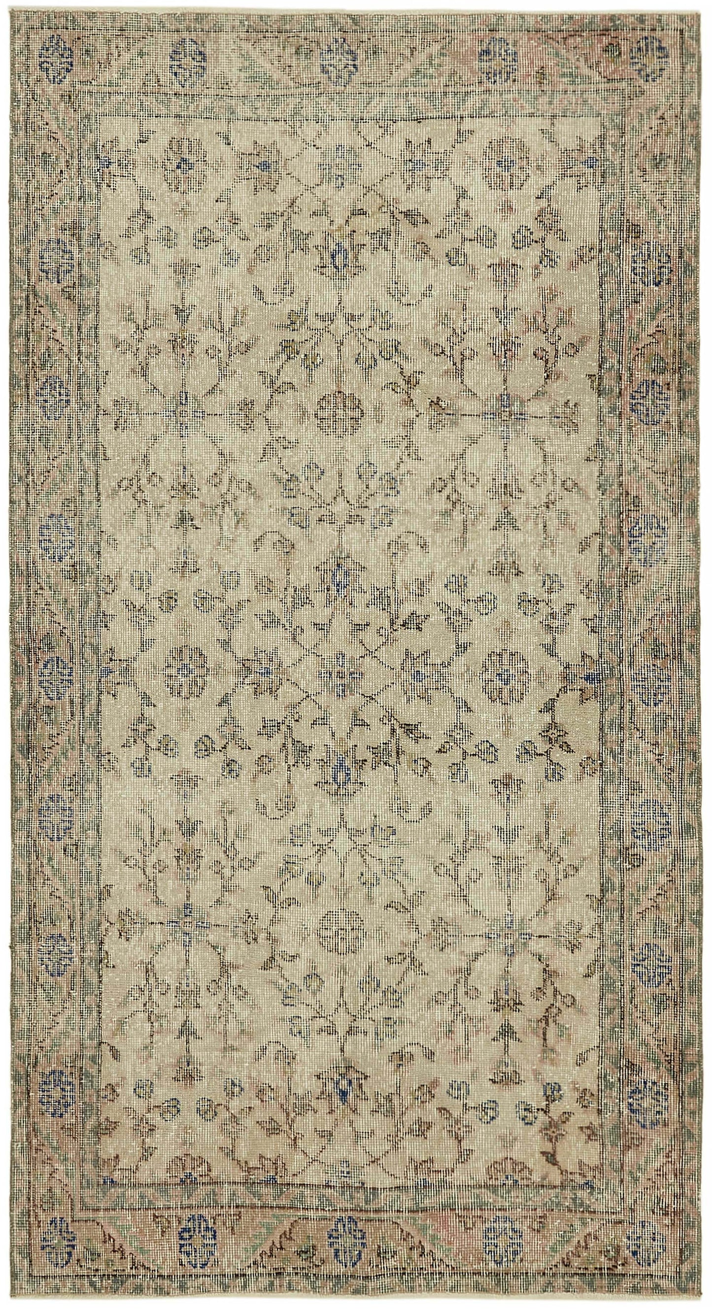 4x7 Beige Turkish Vintage Area Rug - 45797