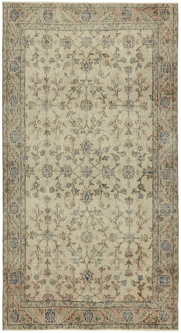 4x7 Beige Turkish Vintage Area Rug - 45797
