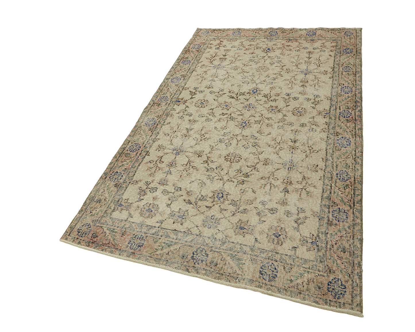 4x7 Beige Turkish Vintage Area Rug - 45797