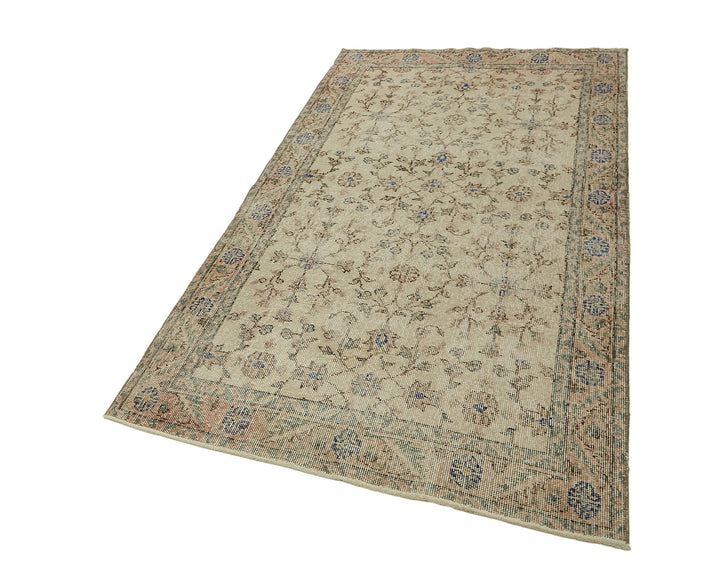 4x7 Beige Turkish Vintage Area Rug - 45797