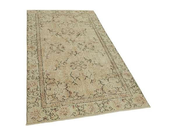 4x6 Beige Turkish Vintage Area Rug - 45800