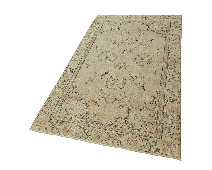 4x6 Beige Turkish Vintage Area Rug - 45800