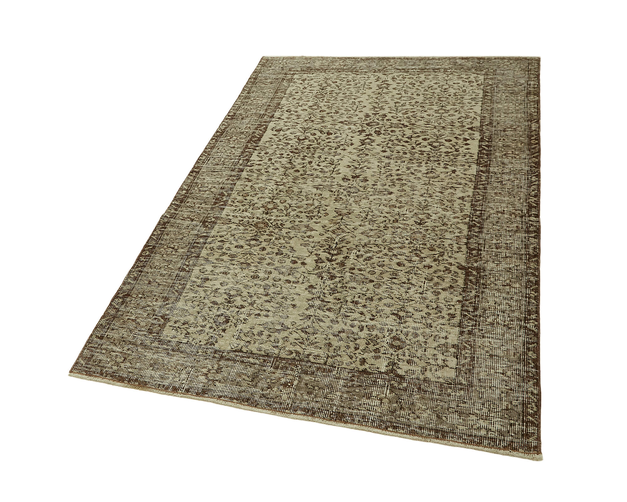 4x6 Beige Turkish Vintage Area Rug - 45801