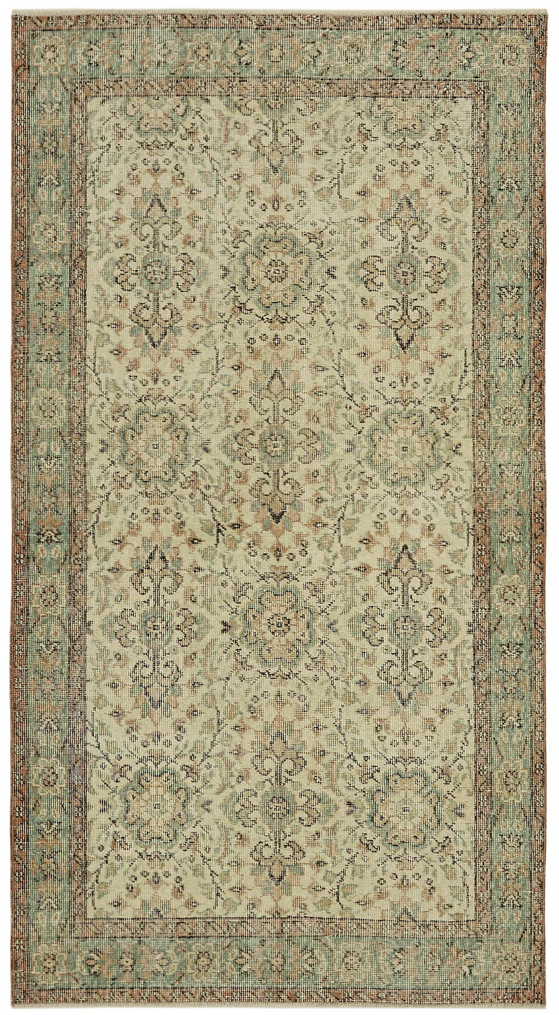 4x7 Beige Turkish Vintage Area Rug - 45804