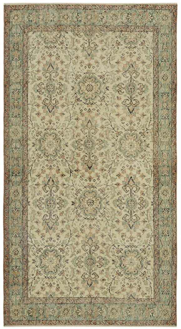 4x7 Beige Turkish Vintage Area Rug - 45804