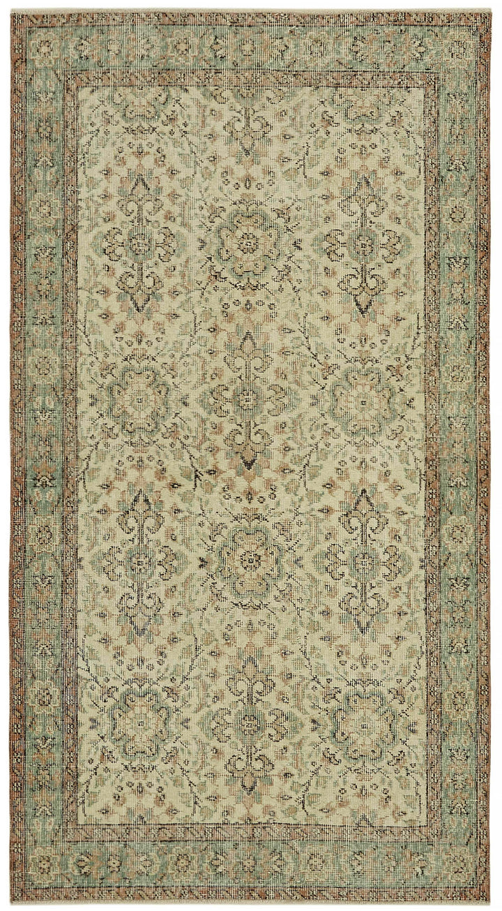 4x7 Beige Turkish Vintage Area Rug - 45804