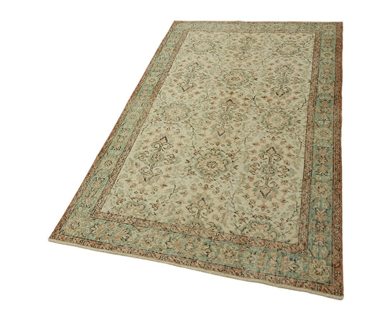 4x7 Beige Turkish Vintage Area Rug - 45804