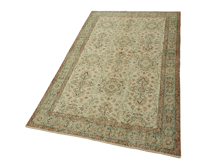 4x7 Beige Turkish Vintage Area Rug - 45804