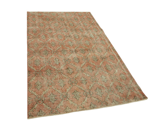 4x7 Orange Turkish Vintage Area Rug - 45805