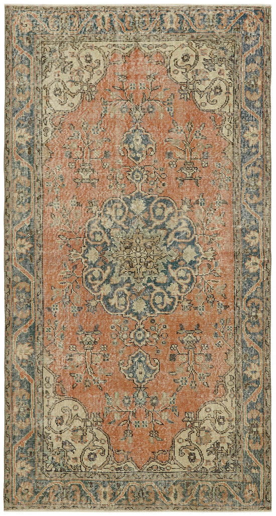4x7 Orange Turkish Vintage Area Rug - 45808