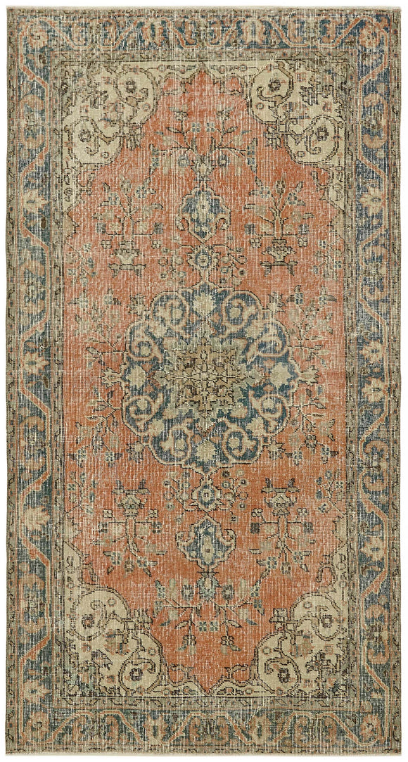 4x7 Orange Turkish Vintage Area Rug - 45808