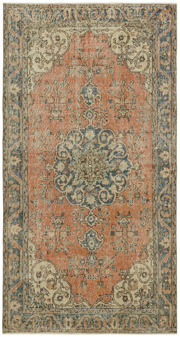 4x7 Orange Turkish Vintage Area Rug - 45808