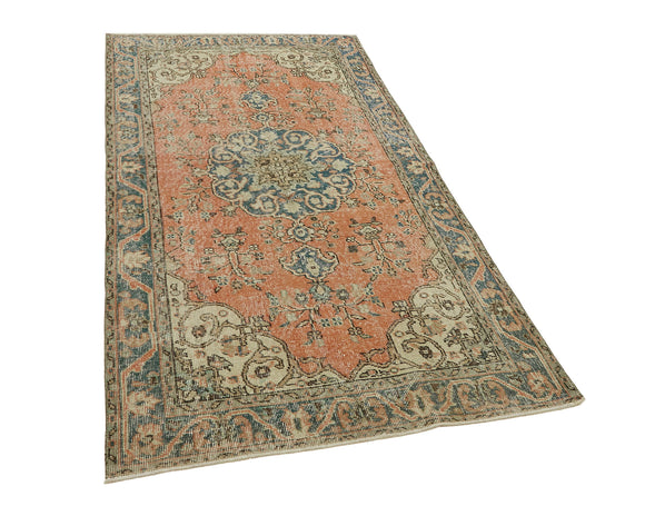 4x7 Orange Turkish Vintage Area Rug - 45808