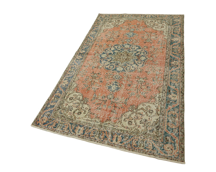 4x7 Orange Turkish Vintage Area Rug - 45808