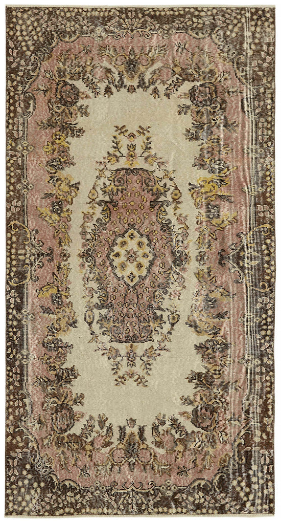 4x7 Beige Turkish Vintage Area Rug - 45809