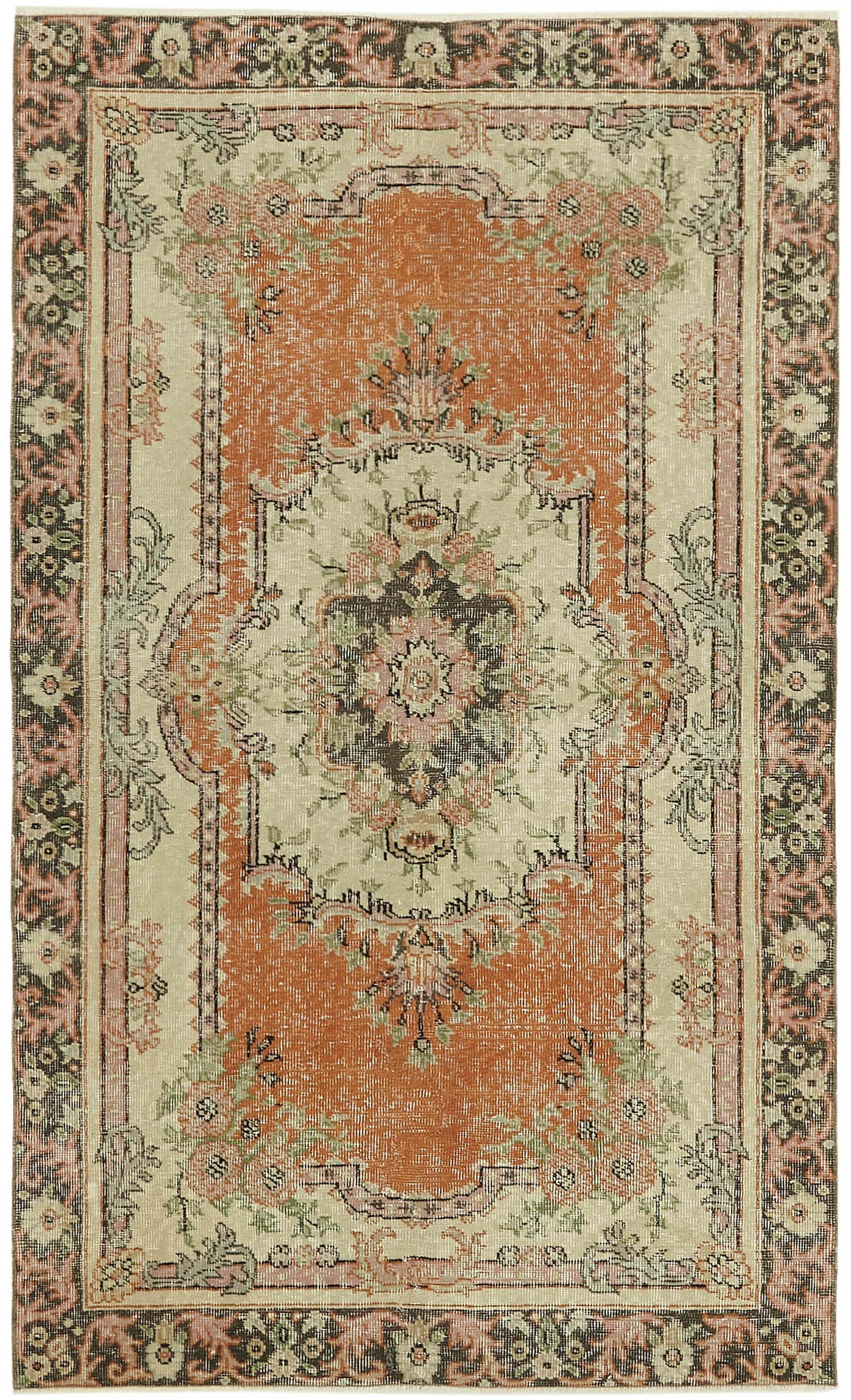 4x6 Beige Turkish Vintage Area Rug - 45810