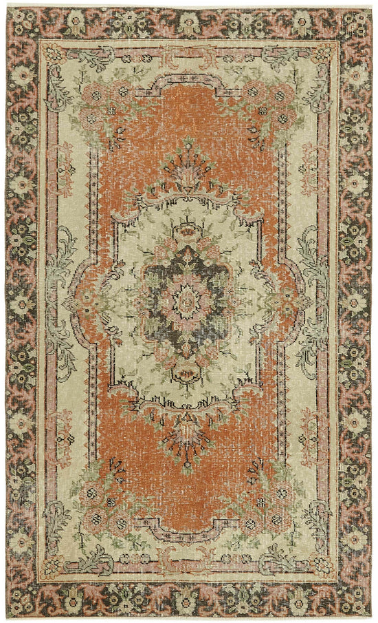 4x6 Beige Turkish Vintage Area Rug - 45810