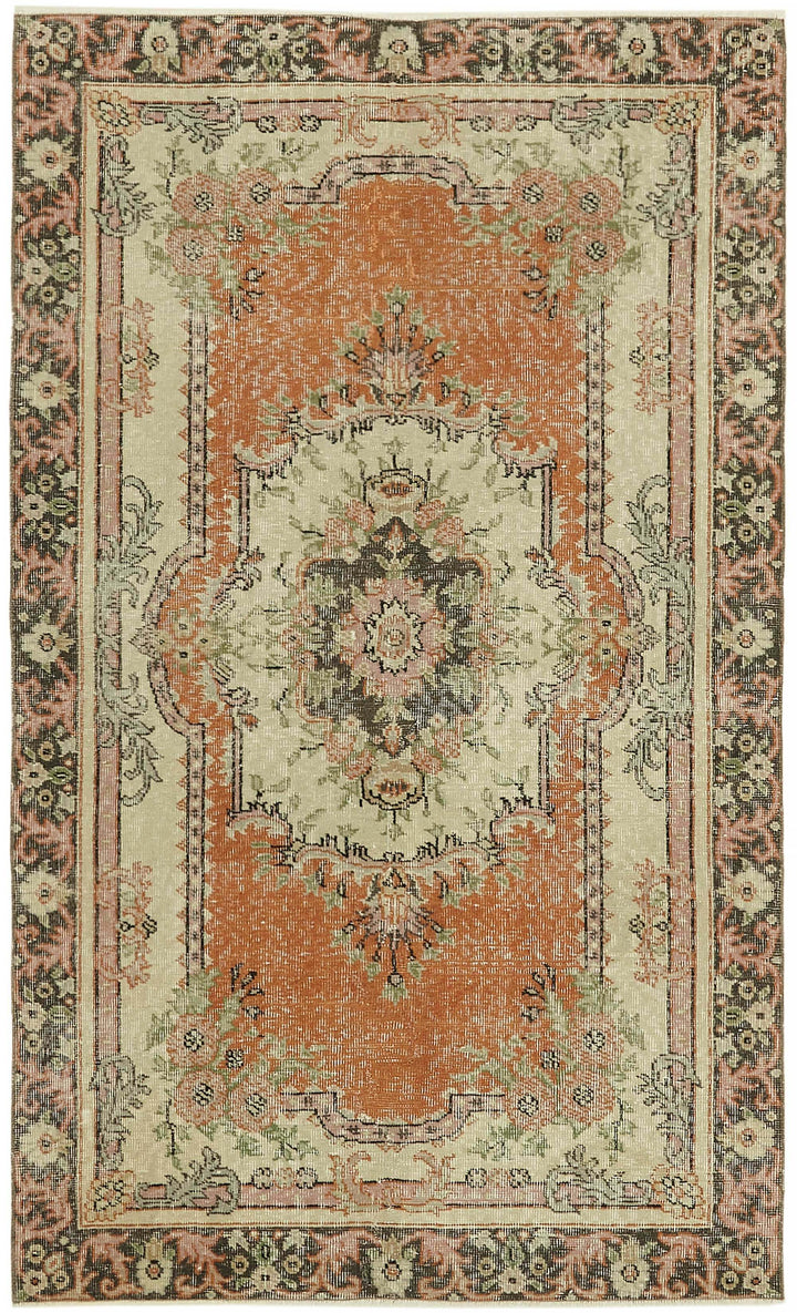 4x6 Beige Turkish Vintage Area Rug - 45810