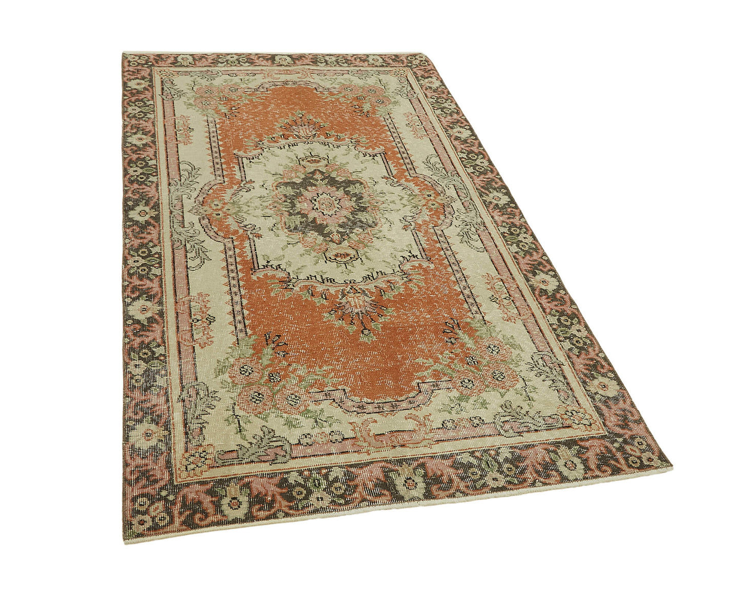 4x6 Beige Turkish Vintage Area Rug - 45810